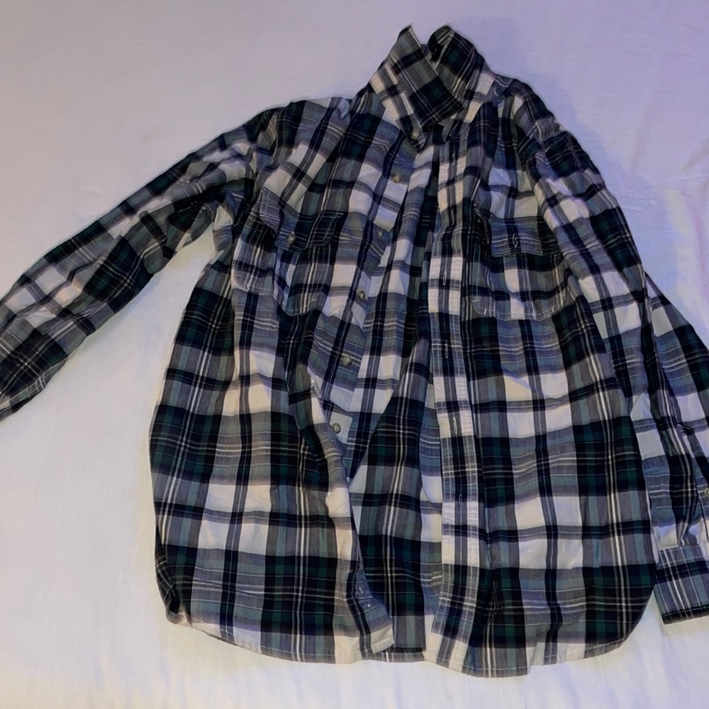 Green and white flannel